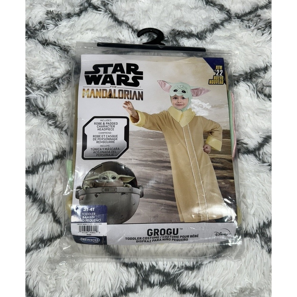 STAR WARS The Mandalorian Grogu Robe Padded Headpiece Costume Toddler 3T-4T NEW